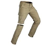 Wespornow Hiking-Walking-Trousers-Mens-Zip-Off Quick Dry Pants with 5 Pockets Convertible Stretch Lightweight Cargo Outdoor Waterproof Trousers for Work, Gardening, Fishing (Khaki, Small)