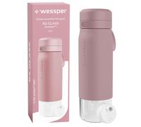 Wessper 0.5/0.7L glass drinking bottle with silicone sleeve, water filter,...