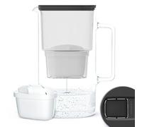 Wessper 3L Glass Water Filter Jug - Compatible with Brita Maxtra - Includes 1 Water Filter Cartridge, Reduces Limescale and Chlorine, Black