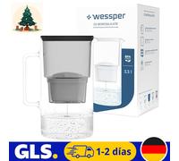 Wessper AquaMax Crystal Glass Pitcher with Water Filter 2.5L Black
