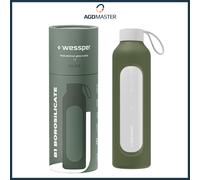 Wessper glass drinking bottle, BPA-free, borosilicate glass, protective...