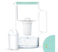 Wessper Glass Water Filter Jug 3 L with Manual Filter Wear Indicator, Compatible with Brita Classic, Reduces Limescale and Chlorine, Includes Water Filter Jug + Cartridge - Mint