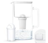 Wessper Glass Water Filter Jug, Incl. 1 Filter Cartridge Aquaclassic Filter| Reduces Lime & Chlorine And Eliminates Plastic Microparticles 3 Litre - White