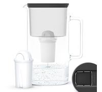 Wessper Glass Water Filter Jug, Incl. 1 Filter Cartridge Aquaclassic Filter| Reduces Lime & Chlorine And Eliminates Plastic Microparticles 3 Litre - Black