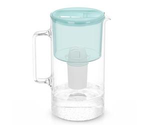 Wessper Glass Water Filter Jug, Incl. 1 Filter Cartridge Aquaclassic Filter| Reduces Lime & Chlorine And Eliminates Plastic Microparticles 3 Litre - Mint