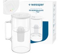 Wessper glass water filter jug, white, 3L, with LED filter change indicator.