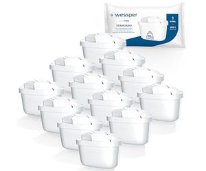 Wessper Pack 12 Water Filter Cartridges - Fits BRITA Maxtra Jugs, Marella-Elemaris, Bosch Tassimo, AmazonBasics