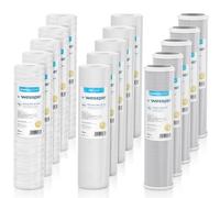 Wessper Set 15x Sediment Water Filter Cartridge for Reverse Osmosis 10 ''| Filter 5 Micron -5X String Filter 5X Foam Filter 5X Carbon Block | Water Filter Cartridges Fits Standard 10" Filter Housings