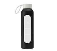 Wessper silicone sleeve for glass bottle 0.5 L B1 borosilicate - BPA-free, anti-slip grip, dishwasher safe - Black