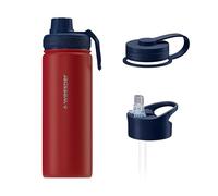 Wessper Stainless Steel Drinking Bottle, 500 ml, Thermal Water Bottle with Three Interchangeable Caps, Bottle for Hot and Cold Drinks, BPA-Free, Red