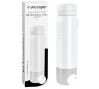 Wessper Steel Water Bottle with Water Filter 1000 ml,BPA-free, Thermos Flask with Disc Water Filter, Drinking Bottle Ideal for Sports, Cycling, Fitness- White