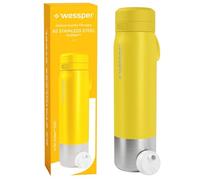 Wessper Steel Water Bottle with Water Filter 1000 ml,BPA-Free, Thermos Flask with Disc Water Filter, Drinking Bottle Ideal for Sports, Cycling, Fitness- Yellow