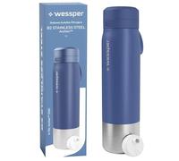 Wessper Steel Water Bottle with Water Filter 1000 ml,BPA-free, Thermos Flask with Disc Water Filter, Drinking Bottle Ideal for Sports, Cycling, Fitness- Blue