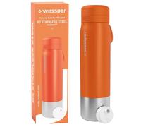 Wessper Steel Water Bottle with Water Filter 1000 ml,BPA-free, Thermos Flask with Disc Water Filter, Drinking Bottle Ideal for Sports, Cycling, Fitness- Orange