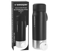 Wessper Steel Water Bottle with Water Filter 700 ml,BPA-free, Thermos Flask with Disc Water Filter, Drinking Bottle Ideal for Sports, Cycling, Fitness- Black