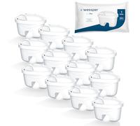 Wessper Water Filter Compatible with Laica Bi-Flux, Brita Maxtra - Filters for Filter Jug - Reduces Limescale, Chlorine and Heavy Metals - Pure Taste - 12 Pieces