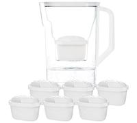 Wessper Water Filter Jug with Filter, Fridge Door Jug 2.7 Litres, Filter Cartridges with Activated Carbon and Ion Exchange Resin, Set Jug and 6 Water Filters, White
