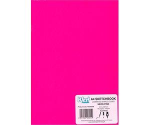 West A4 Stapled Sketchbook - Neon Pink