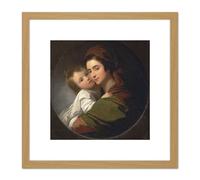 West Artists Wife Elizabeth Son Raphael Painting 8X8 Inch Square Wooden Framed Wall Art Print Picture with Mount Artery8 Light Oak One Size