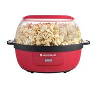 West Bend Stir Crazy Hot Oil Popper, Popcorn Maker with Large Serving Lid and Stirring Rod, 6 Quart, Red
