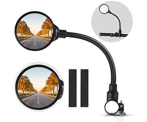 West Biking Bike Mirror Handlebar Mount, Adjustable Rotatable Bicycle Rear View Glass Mirror, Wide Angle Acrylic Convex Safety Mirror for Mountain Road Bike