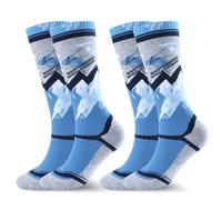 West Biking Kids Ski Socks - 2 Pairs Thick Merino Wool Thermal Socks for Cold Weather Skiing and Hiking, Multicolour Winter Socks for 6-15 Years