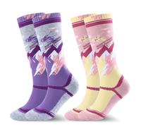 West Biking Kids Ski Socks - 2 Pairs Thick Merino Wool Thermal Socks, Multicolour for Cold Weather Skiing and Hiking, Ages 6-15