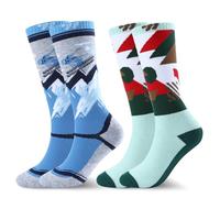 West Biking Kids Ski Socks - 2 Pairs Thick Merino Wool Thermal Socks, Multicolour for Cold Weather Skiing and Hiking, Ages 6-15