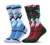 West Biking Kids Ski Socks - 2 Pairs Thick Merino Wool Thermal Socks, Multicolour for Cold Weather Skiing and Hiking, Ages 6-15