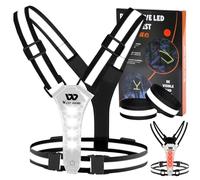 West Biking LED Reflective Running Vest, USB Rechargeable Running Lights for Runners, Elastic Adjustable Reflective Running Gear, High Vis Running Vest with Armbands for Walking Running Cycling(Black)