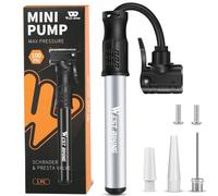 West Biking Mini Bicycle Pump - Aluminium Bicycle Air Pump, All Valves, Portable, Quick Tyre Inflation, Lightweight, Silver