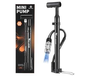 West Biking Mini Bike Pump - 120PSI Bicycle Pump with Gauge, Quick and Efficient Bike Pumps for All Bikes, Lightweight Portable Bike Pump, Schrader & Presta Valve Pump for Road & Mountain Bikes