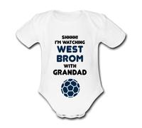 WEST BROM Shhhh! I'm watching with Daddy Mummy Grandad Unique Football Babygrow Cute Personalised Funny Baby Vest Grow Boys Girls Unisex Gift Babygrow Bodysuit