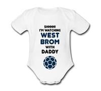 WEST BROM Shhhh! I'm watching with Daddy Mummy Grandad Unique Football Babygrow Cute Personalised Funny Baby Vest Grow Boys Girls Unisex Gift Babygrow Bodysuit