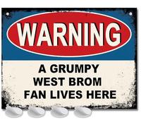 West Bromwich Albion Gifts for Men - or Boys Funny West Brom Football Grumpy Fan Lives Here Metal Sign, Mens Metal Poster for Baggies Dads FC Man Cave or Home Bar Signs