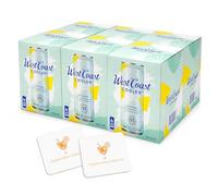 West Coast Cooler Original Wine Cooler | 24 x 250ml Cans | 4.0% ABV | Refreshing Sparkling Alcoholic Drink | with 2 Celebration Spirits Beer Mats