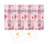 West Coast Cooler Rose 4 Pack Cans | 2x Celebration Spirits Premium Beer Mats
