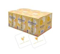 West Coast Cooler Sunburst Peach & Mango Wine Cooler Cans | 24 x 250 ml | 4% ABV | Ready to Drink Alcoholic Mixed Drink | with 2 Celebration Spirits Beer Mats