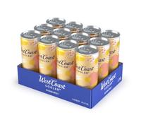 West Coast Cooler Sunburst| Pre Mixed and Ready to Drink Wine Cooler | Peach and Mango Flavoured | 4% ABV | Case of 12 x 250ml Cans