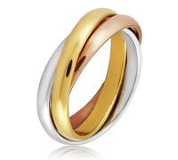 West Coast Jewelry ELYA Women's Intertwined Triple Band Tri-Color Steel Ring - Sizes 4-9, 5 UK, Metal, No Gemstone