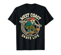 West Coast Skeleton Skateboarding Retro Skate Life T-Shirt