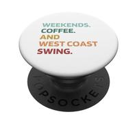 West Coast Swing Heartbeat Dance Coffee Cool Retro Weekend PopSockets Adhesive PopGrip