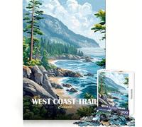 West Coast Trail Canada Landscape Painting 1000 Piece Jigsaw Puzzles for Adults Teenagers Mind Training Serene Escape Laser Cut Nice Gift (50x75cm)