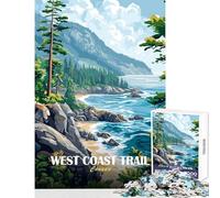 West Coast Trail Canada Landscape Painting 1000 Piece Jigsaws for Adults Puzzle Stimulate Active Brain And Mind Gentle Relaxing Fun Activity (38x52cm)