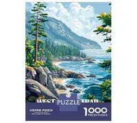 West Coast Trail Canada Landscape Painting Jigsaw Puzzle 1000 Pieces, Historic Square Architecture, Thick Cardboard Pieces, Birthday Gift for Home Décor Fans, Paper Board, 70x50cm/1000pcs