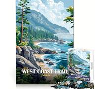 West Coast Trail Canada Landscape Painting Teenagers 1000 Piece Jigsaw Puzzle Smart Challenge Peaceful Hobby Fine Lock Holiday Treat (38x52cm)
