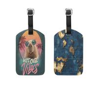 West coasts Capybaras Blue Gold Adventure Map 2 Pcs Luggage tag Personalized Cruise Luggage tag for Preventing Loss of Bags
