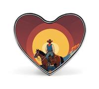 West Cowboy Buttons Pin Memorial Boutonniere for Wedding Groom Bride, Customize Lapel Heart Pin for Christmas, Men Women Costume Decorative Fashionable Brooches