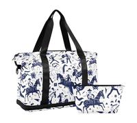 West Cowboy Midnight on White Foldable Overnight Travel Duffel Bag Sport Training Bag with Adjustable Strap for Workout