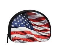 West Desert Cactus Mini Coin Purse Pouch Change Holder, Shell Shape Zip Around Wallet,Credit Card Holder for Women, Us Flag, One Size, Classic